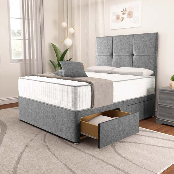 Lima Divan Bed - Silver Chenille