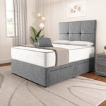 Lima Divan Bed - Silver Chenille