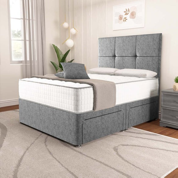 Lima Divan Bed - Silver Chenille