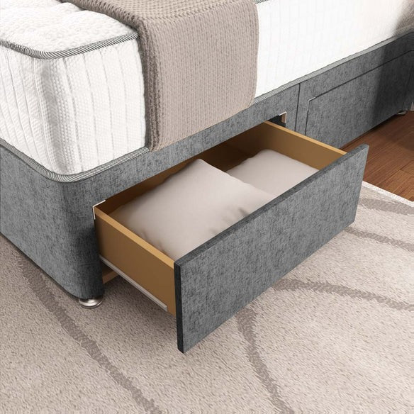 Lima Divan Bed - Silver Chenille