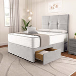 Lima Divan Bed - Silver Plush Velvet