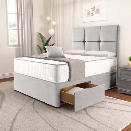 Lima Divan Bed - Silver Plush Velvet