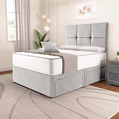 Lima Divan Bed - Silver Plush Velvet