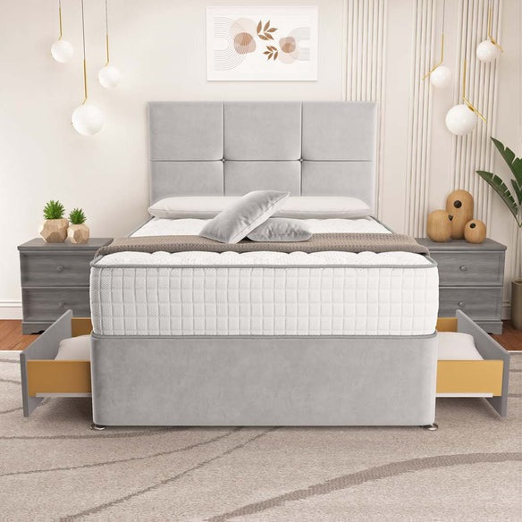 Lima Divan Bed - Silver Plush Velvet