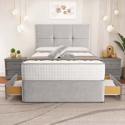 Lima Divan Bed - Silver Plush Velvet