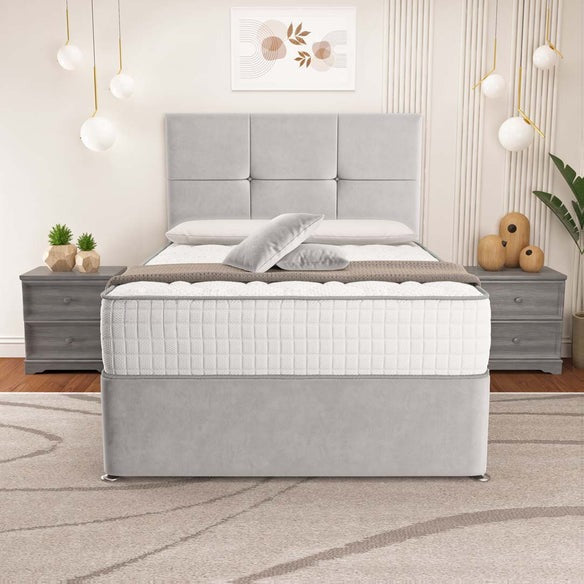 Lima Divan Bed - Silver Plush Velvet