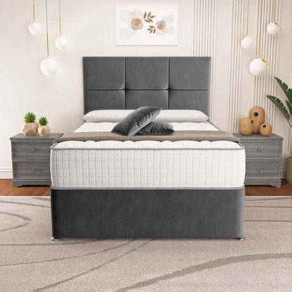 Lima Divan Bed - Steel Plush Velvet