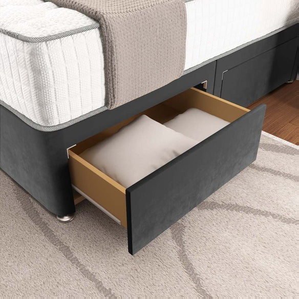 Lima Divan Bed - Steel Plush Velvet
