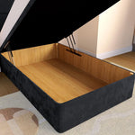 Lima Kids Ottoman Divan Bed - Black Plush Velvet