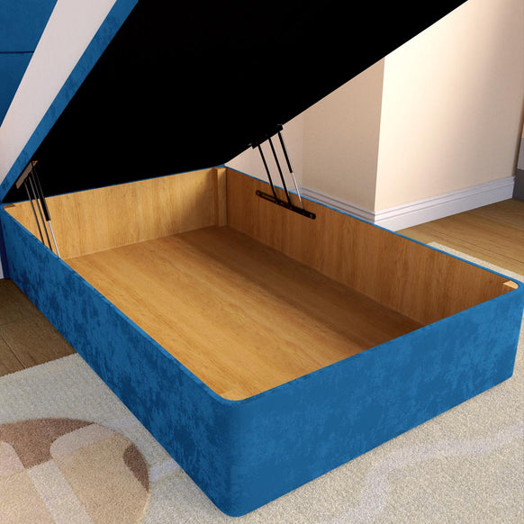 Lima Kids Ottoman Divan Bed - Blue Plush Velvet