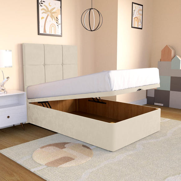 Lima Kids Ottoman Divan Bed - Cream Plush Velvet
