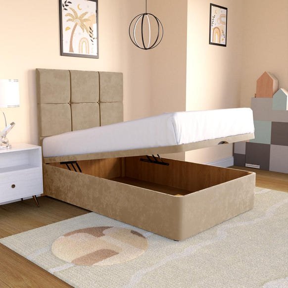 Lima Kids Ottoman Divan Bed - Mink Plush Velvet
