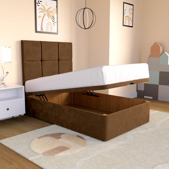 Lima Kids Ottoman Divan Bed - Mocca Plush Velvet
