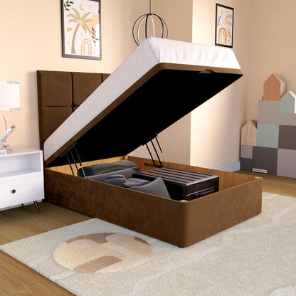 Lima Kids Ottoman Divan Bed - Mocca Plush Velvet
