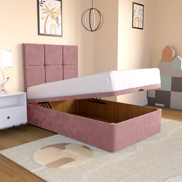 Lima Kids Ottoman Divan Bed - Pink Plush Velvet