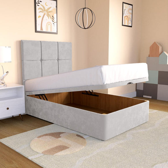 Lima Kids Ottoman Divan Bed - Silver Plush Velvet