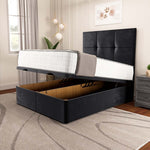 Lima Ottoman Divan Bed - Black Plush Velvet
