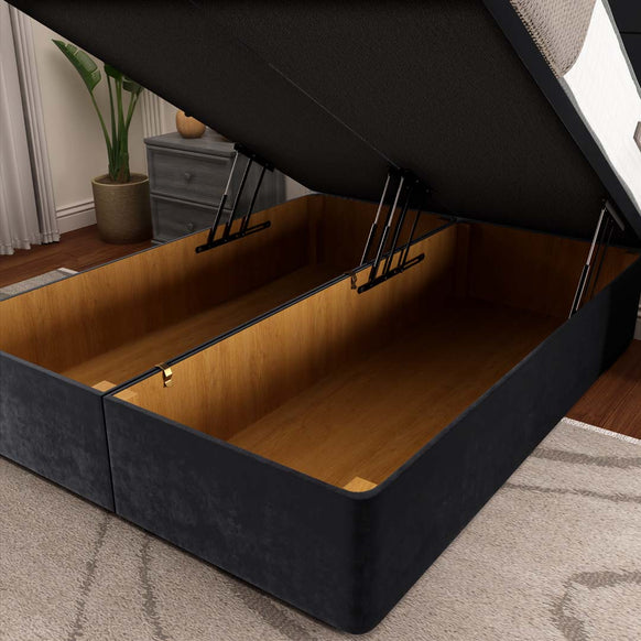 Lima Ottoman Divan Bed - Black Plush Velvet