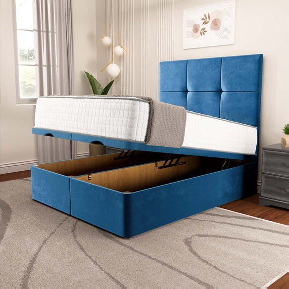 Lima Ottoman Divan Bed - Blue Plush Velvet