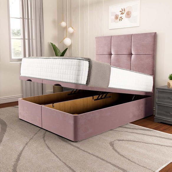 Lima Ottoman Divan Bed - Pink Plush Velvet