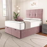 Lima Ottoman Divan Bed - Pink Plush Velvet