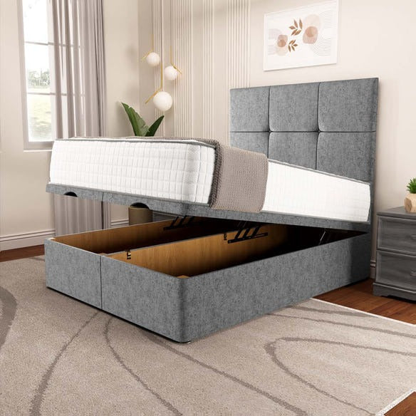 Lima Ottoman Divan Bed - Silver Chenille