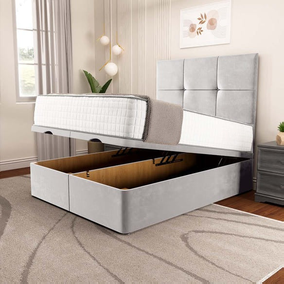 Lima Ottoman Divan Bed - Silver Plush Velvet