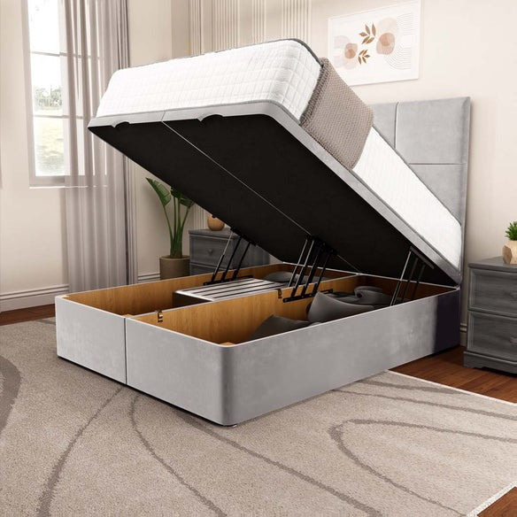 Lima Ottoman Divan Bed - Silver Plush Velvet