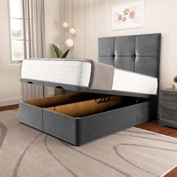 Lima Ottoman Divan Bed - Steel Plush Velvet