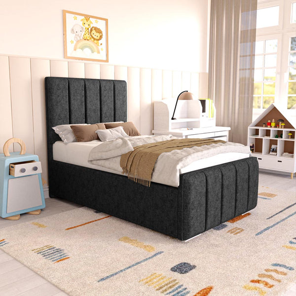 Lisbon Kids Upholstered Bed - Black Chenille