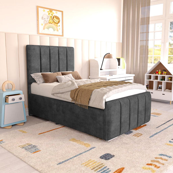 Lisbon Kids Upholstered Bed - Charcoal Coniston