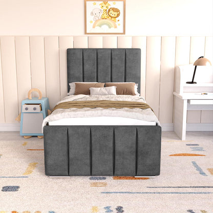 Lisbon Kids Upholstered Bed - Charcoal Coniston