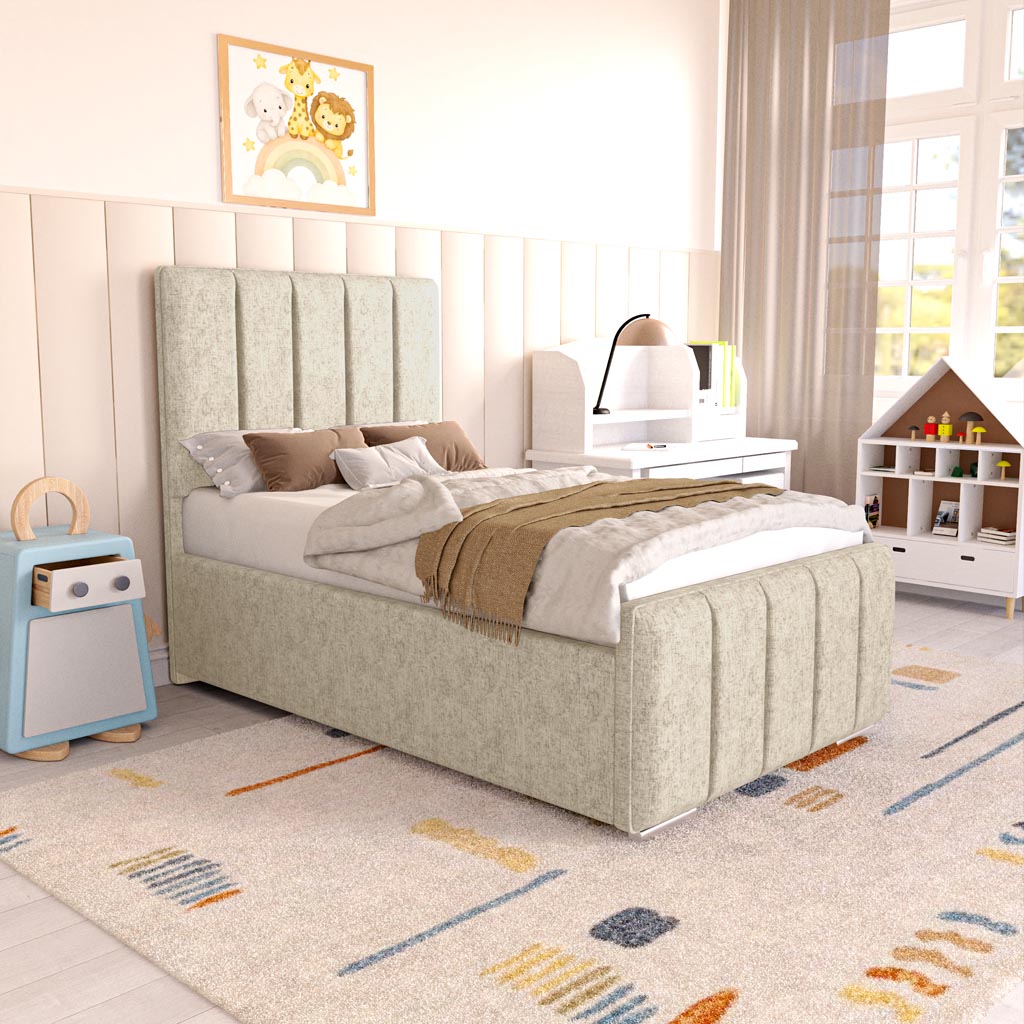 Lisbon Kids Upholstered Bed - Cream Chenille