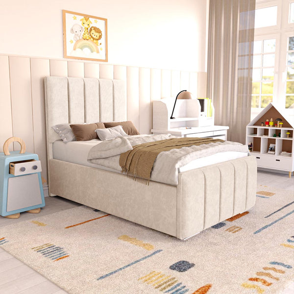 Lisbon Kids Upholstered Bed - Cream Naples