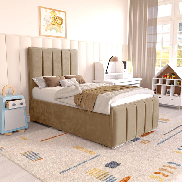 Lisbon Kids Upholstered Bed - Mink Plush Velvet
