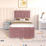 Lisbon Kids Upholstered Bed - Pink Plush Velvet