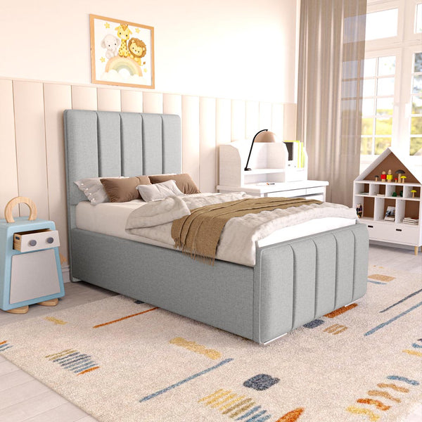 Lisbon Kids Upholstered Bed - Silver Linoso