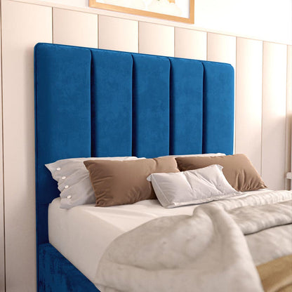 Lisbon Kids Upholstered Ottoman Bed - Blue Plush Velvet
