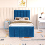 Lisbon Kids Upholstered Ottoman Bed - Blue Plush Velvet