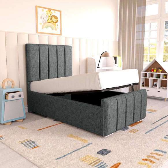 Lisbon Kids Upholstered Ottoman Bed - Charcoal Chenille