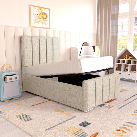 Lisbon Kids Upholstered Ottoman Bed - Cream Chenille