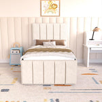 Lisbon Kids Upholstered Ottoman Bed - Cream Naples