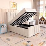 Lisbon Kids Upholstered Ottoman Bed - Cream Naples