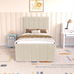 Lisbon Kids Upholstered Ottoman Bed - Cream Plush Velvet