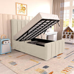 Lisbon Kids Upholstered Ottoman Bed - Cream Plush Velvet
