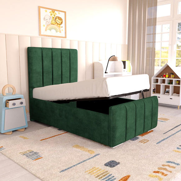 Lisbon Kids Upholstered Ottoman Bed - Emerald Coniston