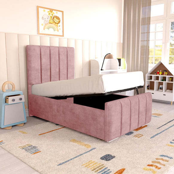 Lisbon Kids Upholstered Ottoman Bed - Pink Coniston