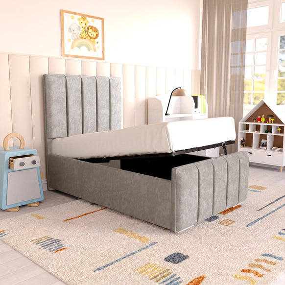 Lisbon Kids Upholstered Ottoman Bed - Seal Grey Naples