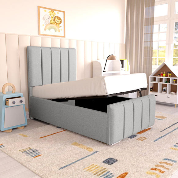 Lisbon Kids Upholstered Ottoman Bed - Silver Linoso