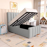 Lisbon Kids Upholstered Ottoman Bed - Silver Linoso